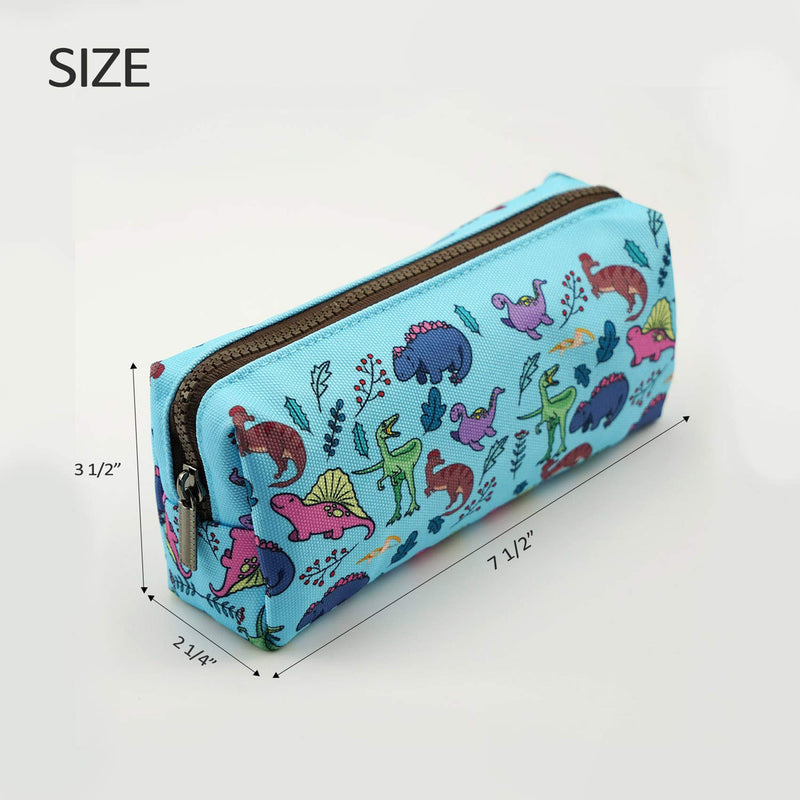 [Australia] - LParkin Dinosaur Canvas Pencil Case Pen Bag Pouch Stationary Case Makeup Cosmetic Bag Gadget Box Blue 