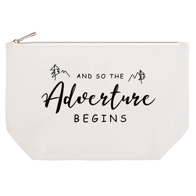 [Australia] - Caraknots Adventure Begins Bridal Shower Gifts for Bride Cosmetic Bag Best Friend Gifts Canvas Makeup Bag for Wedding Bachelorette Graduation Birthday Gifts Travel Cosmetic Pouch with Zipper Adventure Begins-cosmetic Bag 
