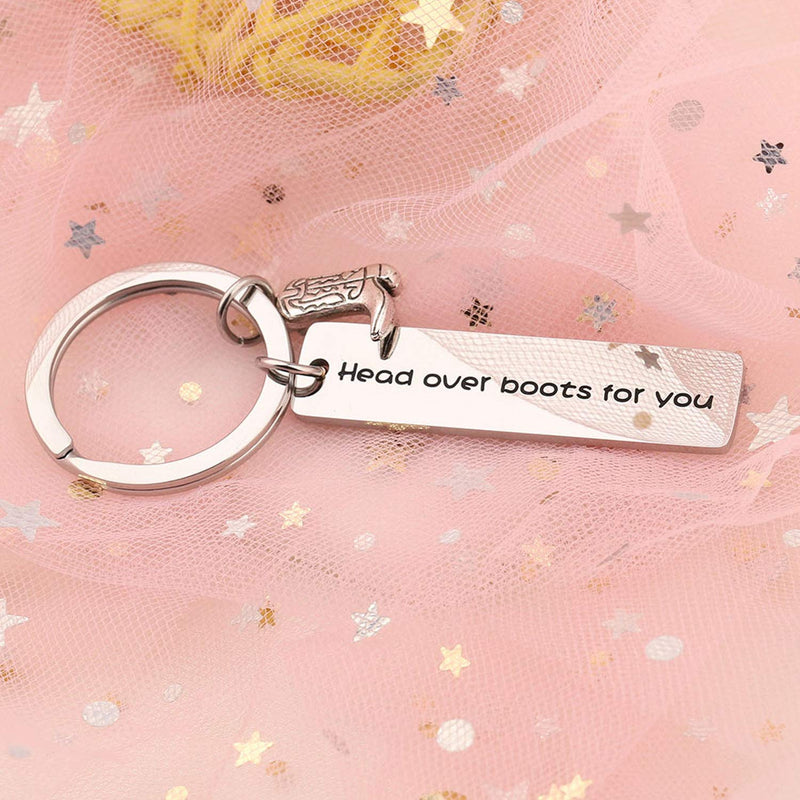 [Australia] - PLITI Cowboy Cowgirl Boots Keychain Boyfriend Gifts Western Head Over Boots for You Couple Keychains for Him and Her Over Boots for U 