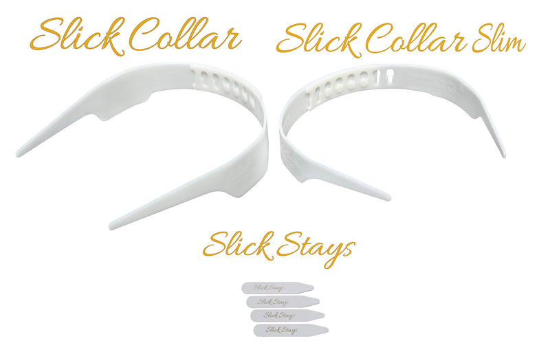 [Australia] - Slick Collar Adjustable Shirt Collar Support Bonus 3 Piece Set with Collar Stays for Men and Women with Women's Slick Collar Slim and EDC Metal Box 