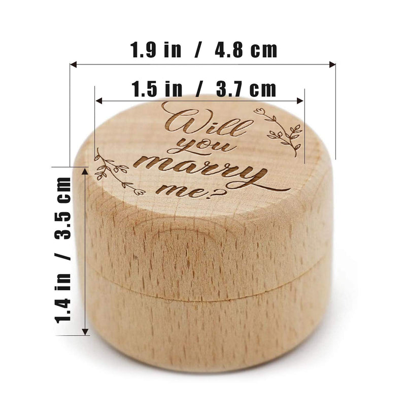 [Australia] - Proposal Wedding Ring Box, Wedding Ring Boxes for Ceremony Ring Bearer ,Circle Wood Laser Engraved Would You Marry Me Valentines Engagement Ring Holder 
