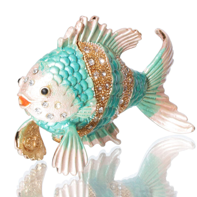 [Australia] - Waltz&F Tropical fish Trinket Box Hinged Hand-painted Animal Figurine Collectible Ring Holder 