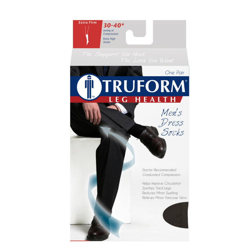 [Australia] - Truform Compression Socks, 30-40 mmHg, Men's Dress Socks, Knee High Over Calf Length X-Large (Pack of 1) Black 