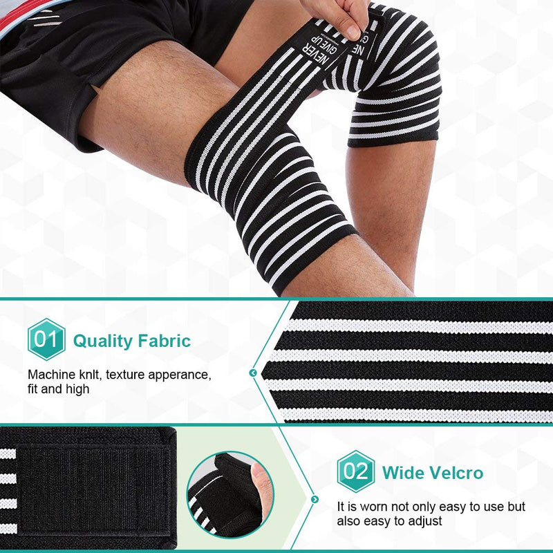 [Australia] - Compression Knee Wrap Bandages Knee Brace Support, Elastic Knee Bandage Sleeve Protector to Prevent Thigh Calf Stiffness, Stabilising Ligaments,Relieve Joint Pain, 1 Pair Knee Straps for Men and Women 