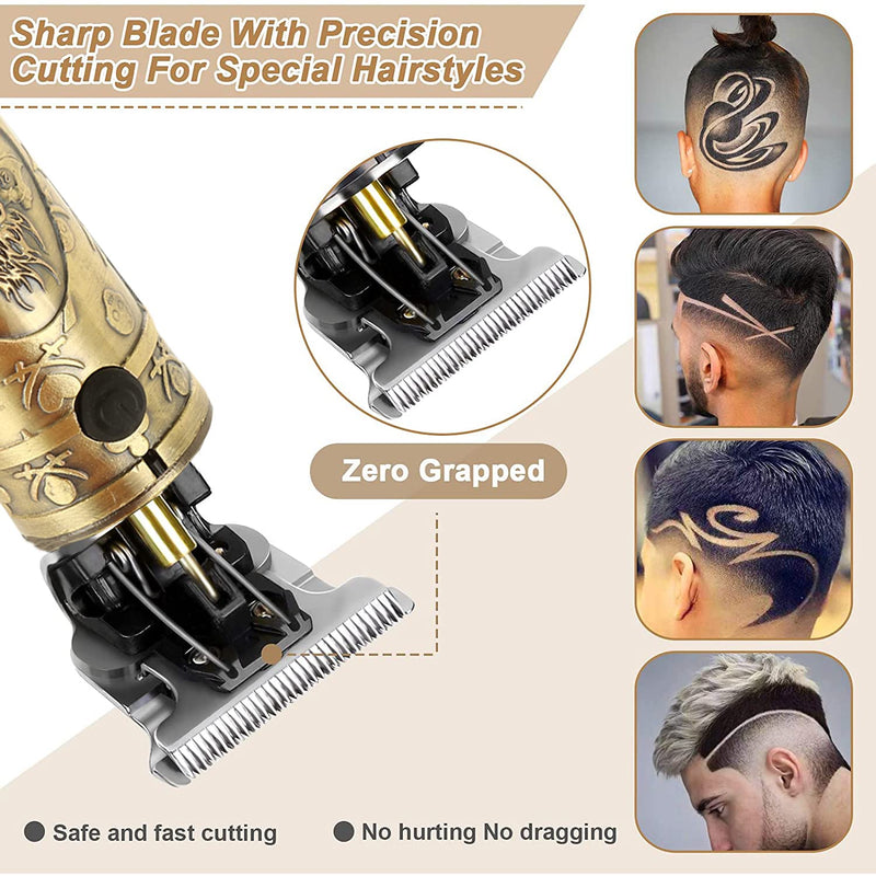 [Australia] - Ten-Tatent Hair Clippers Men, Hair Trimmers, T-Blade Trimmer, Cordless Rechargeable Grooming Kits, Zero Gapped Detail Beard Shaver with 4 Guide Combs,Quality Assurance，Gold Gold 