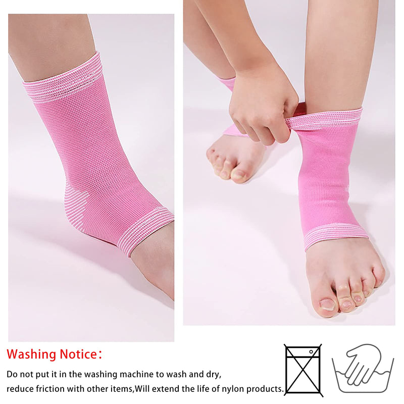 [Australia] - 1 Pair Kids Compression Sleeves Foot Arch Support,Kids Children Ankle Brace,Plantar Fasciitis Sock for sprained ankle or sports (Pink) Pink 