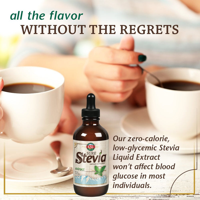 [Australia] - KAL Sure Stevia Extract Zero Calorie Sweetener, Low Carb, Plant Based Liquid Stevia Drops, Great Taste, Zero Sugar, Low Glycemic & Perfect for a Keto Diet, 60-Day Guarantee, Approx. 775 Servings, 4oz 