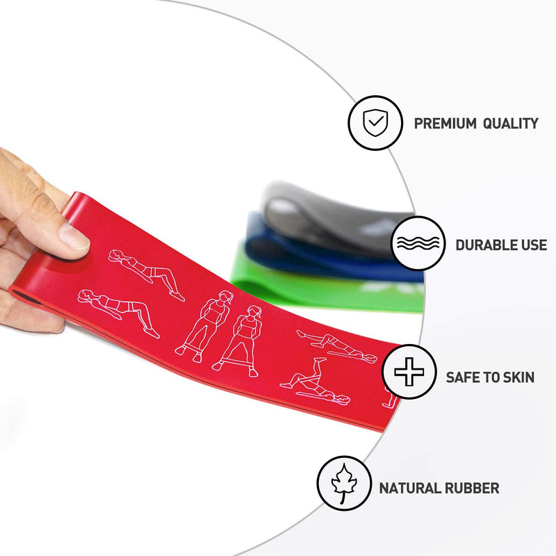 [Australia] - Amonax Resistance Bands Set for Women and Men, Exercise Fitness Home Gym Bands for Legs and Glutes and Arms. Yoga, Pilates Resistant Band Mini Loop Bands, Therapy Stretch Band Green+Blue+Red+Black 