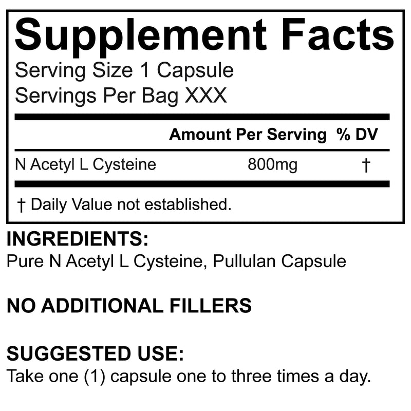 [Australia] - NAC Capsules REDWELLS 800mg N Acetyl L Cysteine No Fillers GMO Free - 60 Pack 60 Capsules 