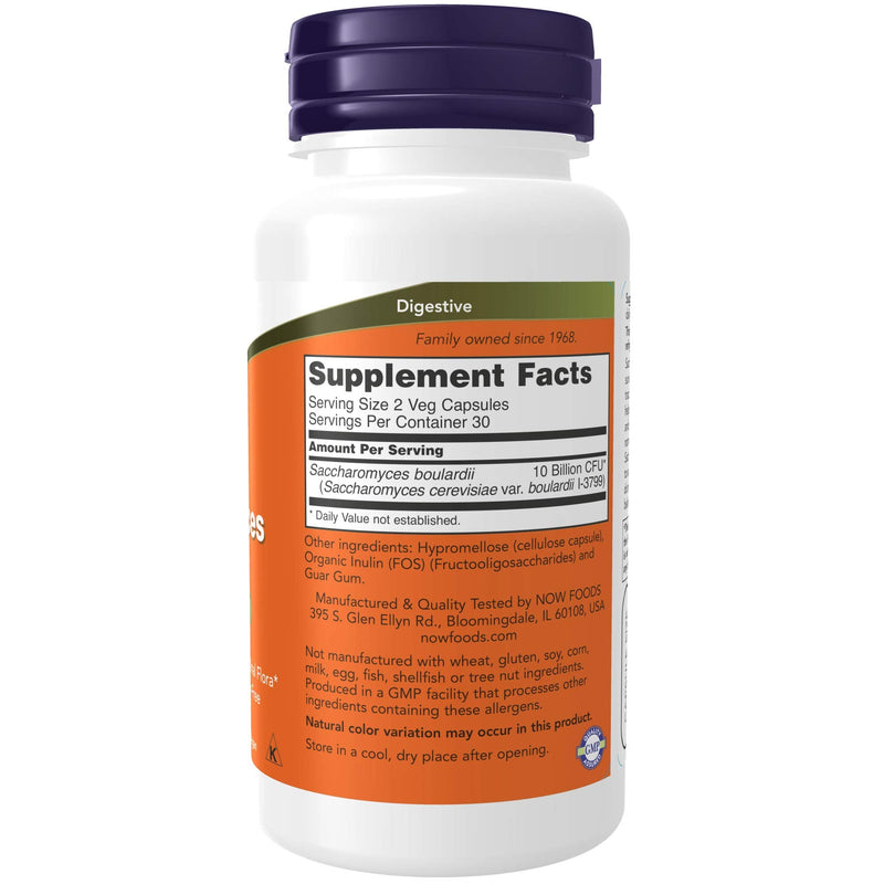 [Australia] - NOW Supplements, Saccharomyces Boulardii, 5 Billion CFU Probiotic, 60 Veg Capsules 