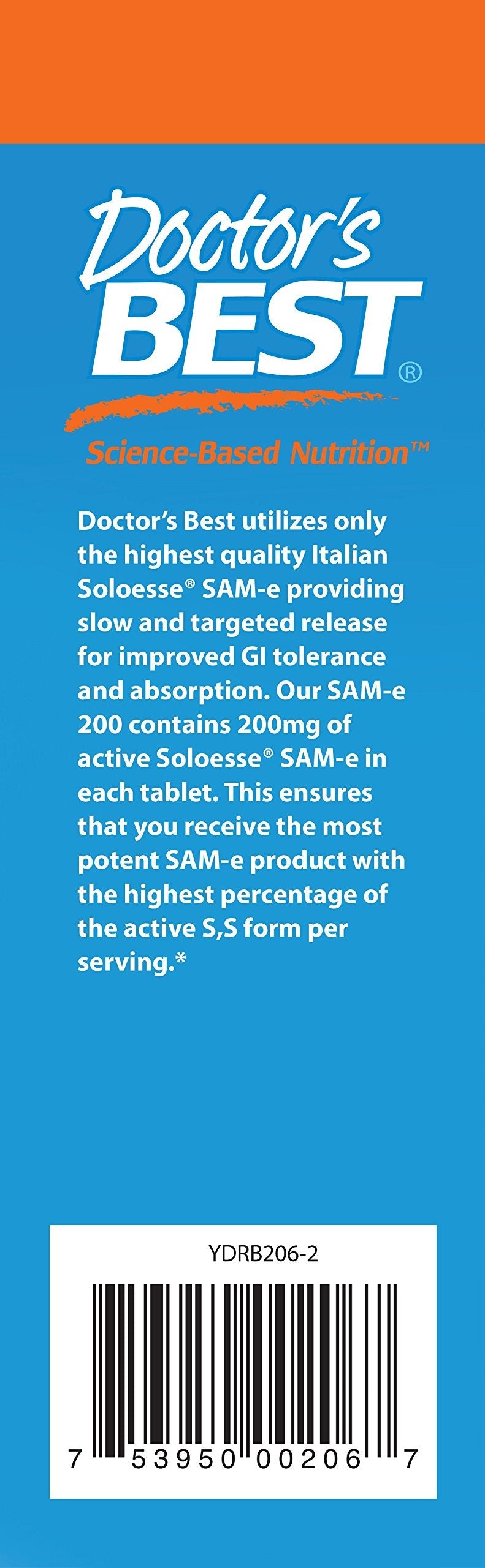 [Australia] - Doctor's Best SAM-e Mood & Joint Support & Liver Health (Pharmaceutical Grade/Non-GMO/Gluten Free/Vegetarian), 60 Count (Pack of 1) 60 Count (Pack of 1) 
