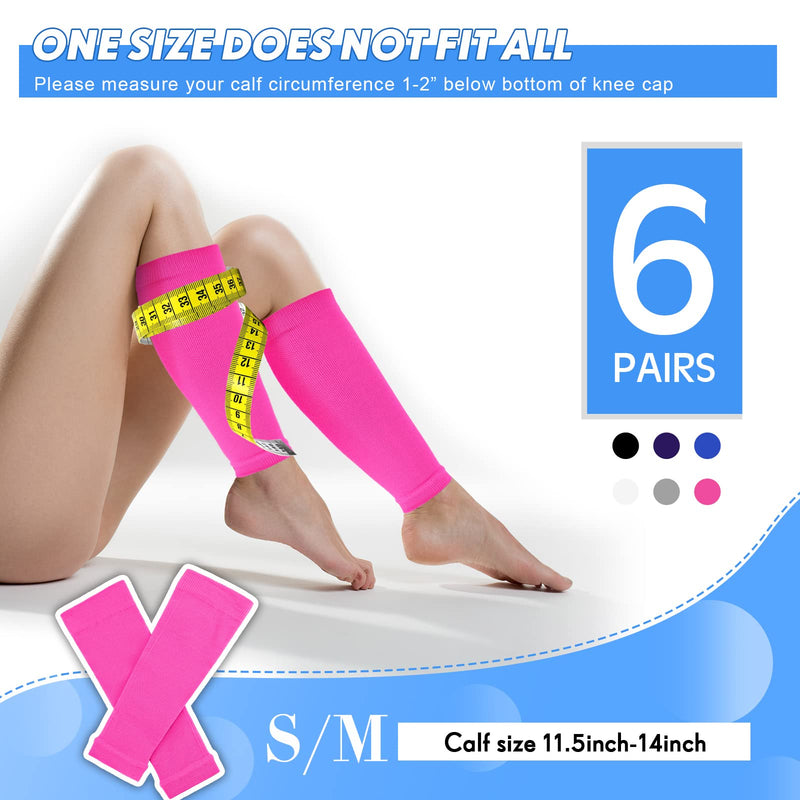 [Australia] - 6 Pairs Calf Compression Sleeve for Men Footless Leg Support Sleeve Calf Support Socks 20-30mmhg for Leg Support Women Athletes Pain Relief Running Shin Splint Nursing Travel(Medium) Medium 