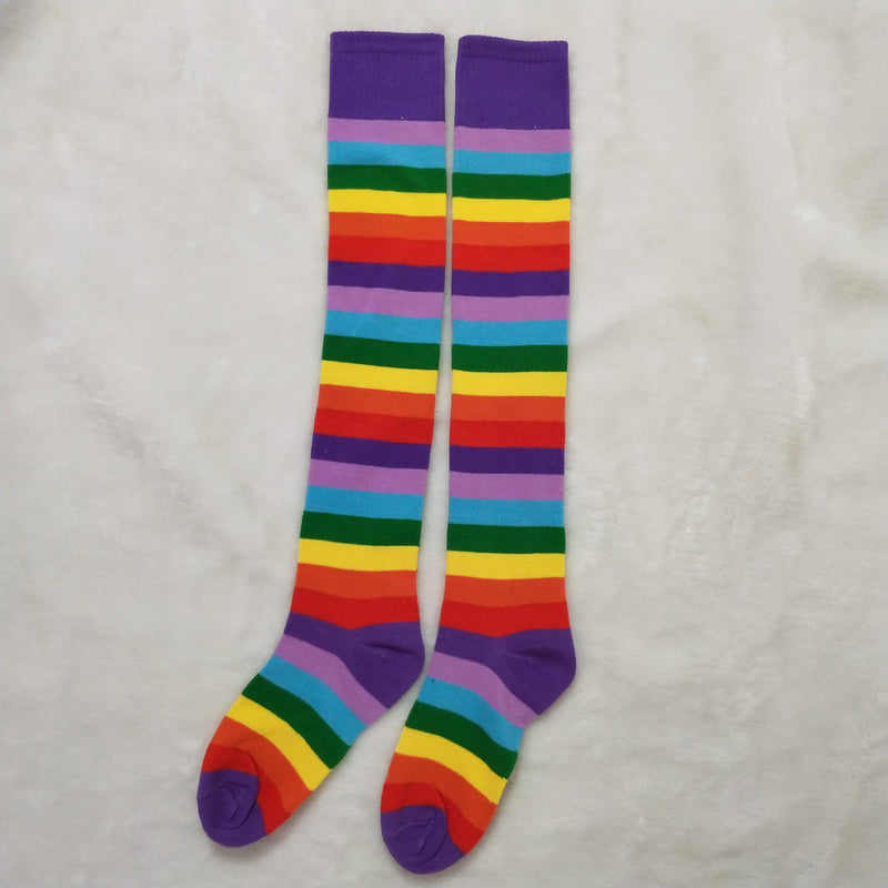 [Australia] - Striped Socks Women Knee High Rainbow Socking Gloves Long Opaque Arm Leg Warmer Accessories 