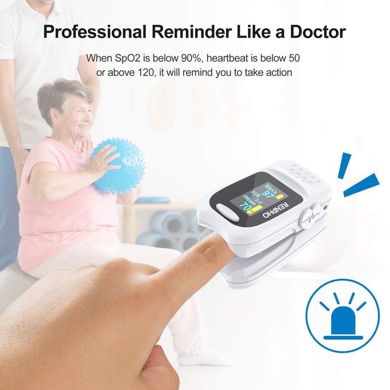 [Australia] - RENPHO Pulse Oximeter, With OLED display and one-button operation finger pulse oximeter for measuring oxygen saturation SpO2 PI and pulse B-WH 