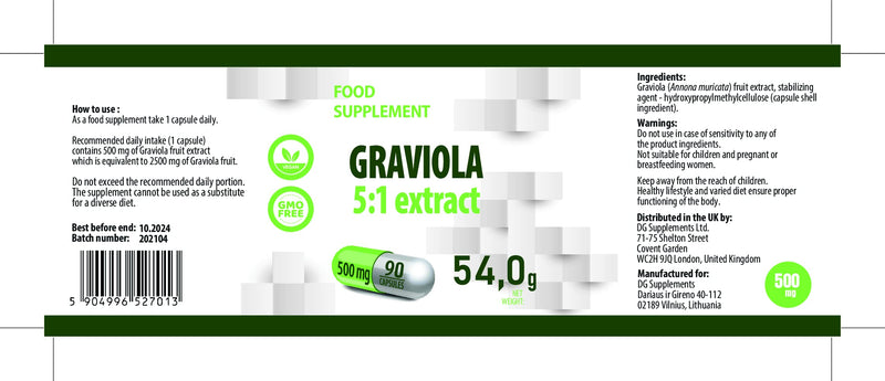 [Australia] - Hepatica Graviola Fruit Extract 2500mg Equivalent (500mg of 5:1 Extract) 90 Vegan Capsules, 3rd Party lab Tested, High Strength Supplement, Gluten and GMO Free 