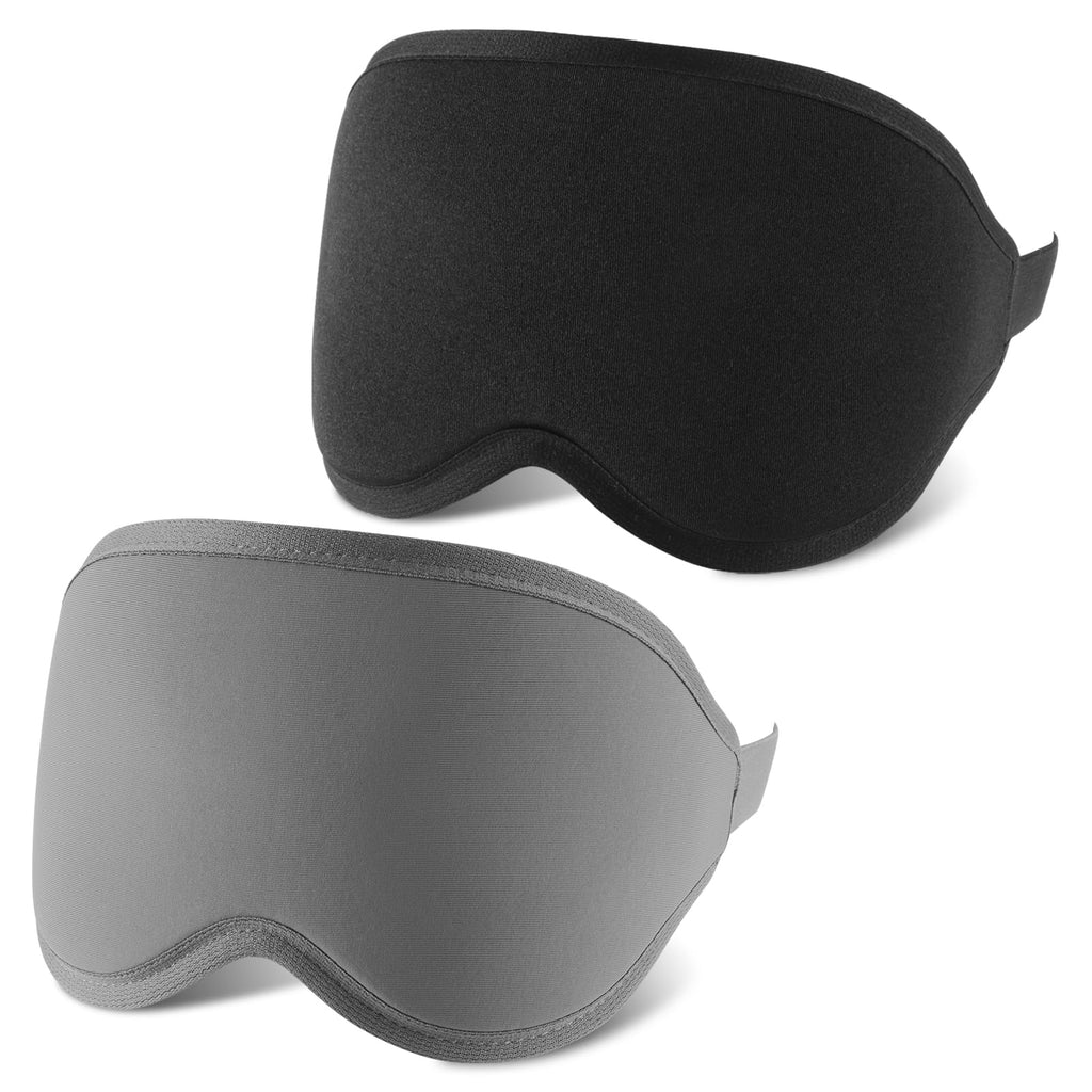 [Australia] - 2 Pack Sleep Mask with Adjustable Strap, 3D Nose Pads Eye Mask for Sleeping, Soft and Breathable Blackout Eye Mask for Women & Men(Black/Grey) 