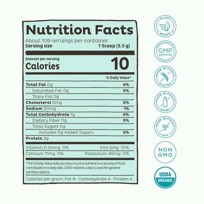 [Australia] - KOS Organic Spirulina Powder - Pure, Non-Irradiated Green Blue Spirulina - Rich in Protein, Vitamins, Antioxidants, Fiber - Green Superfood Powder, 13.5oz, 109 Servings 