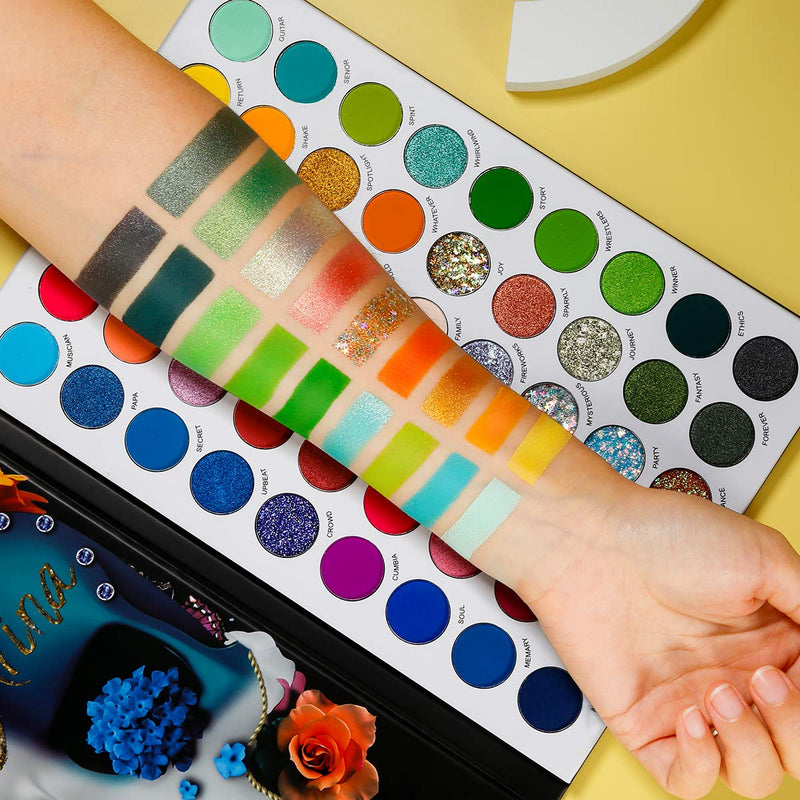 [Australia] - DE'LANCI Big Colorful Eyeshadow Palette Professional 54 Color Board Eye Shadow Bright Neon Glitter Matte Shimmer Makeup Pallet Highly Pigmented Powder Eye Shadow 