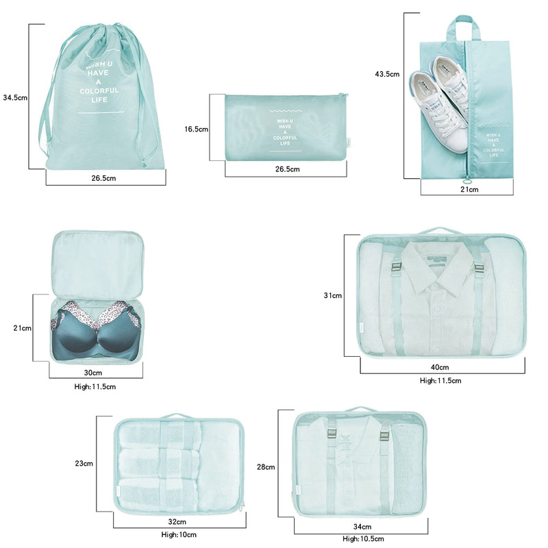 [Australia] - 7 Pcs Packing Cubes for Suitcase Lightweight Luggage Packing Organizers for Travel Accessories,Waterproof Travel Essentials Bag Light Blue-7pcs 