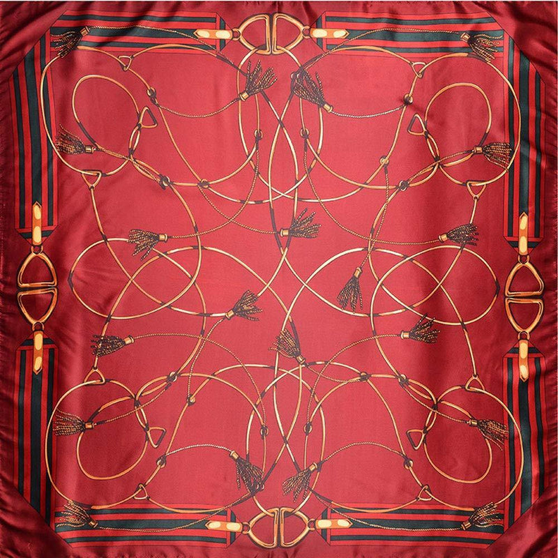 [Australia] - Women’s Silk Scarf Belt Pattern Large Square Satin Headscarf Headdress 35" A-14 35" 