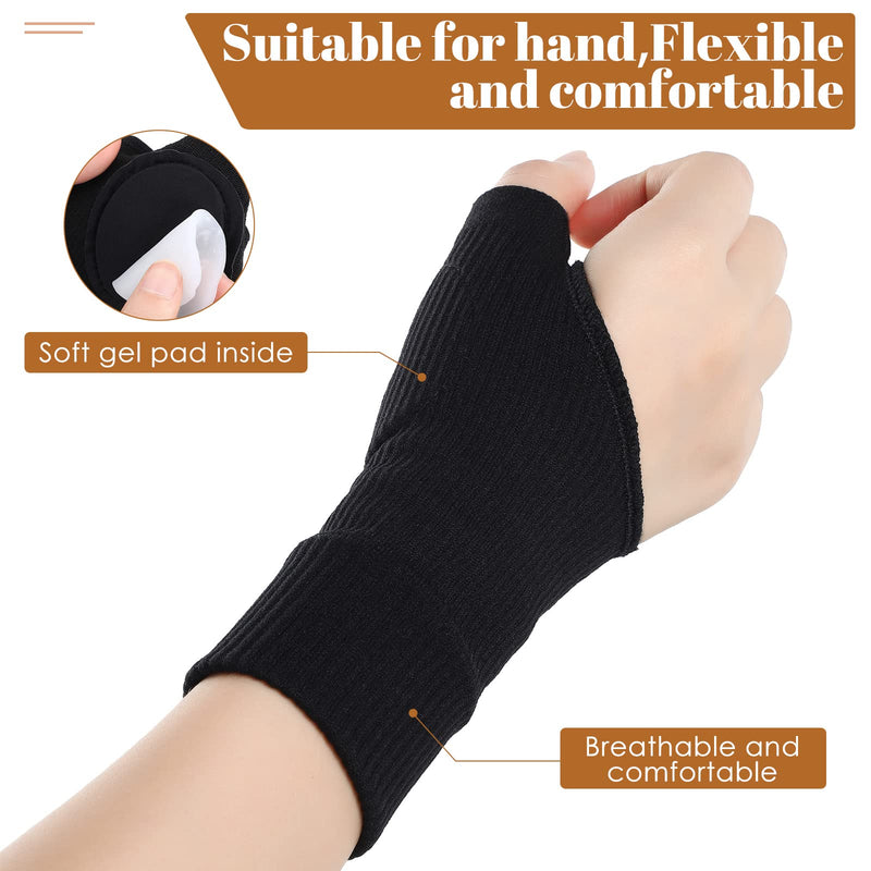 [Australia] - 3 Pairs Thumb Compression Gloves Wrist Brace Gloves Wrist Support Fingerless Glove Thumb Arthritis Compression Sleeve with Gel Pad for Wrist Joint Relieve Pain 