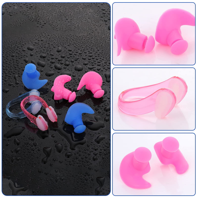 [Australia] - Yolev 4Pairs Swimming Nose Clip Ear Plugs Reusable Washable Swimming Earplugs for Sleeping, Swimming, Snoring, Concerts, Work, Noisy Places,Suitable for Kids and Adult 