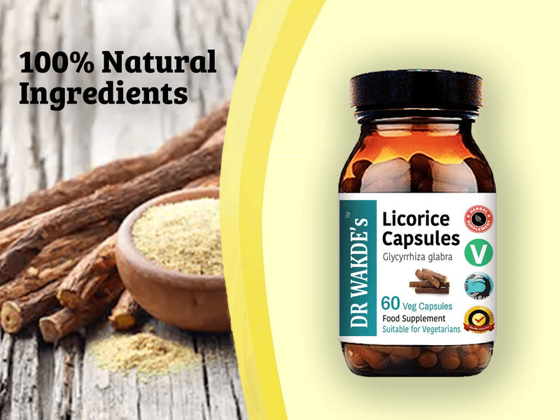 [Australia] - DR WAKDE's Licorice Capsules (60 Veg Caps, Ayurvedic Supplement, Vegan, Herbal, Natural, Made in The UK) 