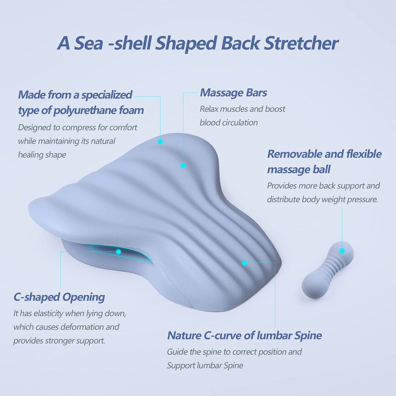 [Australia] - Back Stretcher for Back Pain Relief, Lower Back Stretcher Back Stretching Cushion, Lumbar Stretcher Device Helps with Spinal Stenosis Herniated Disc Sciatica Nerve Haze Blue 