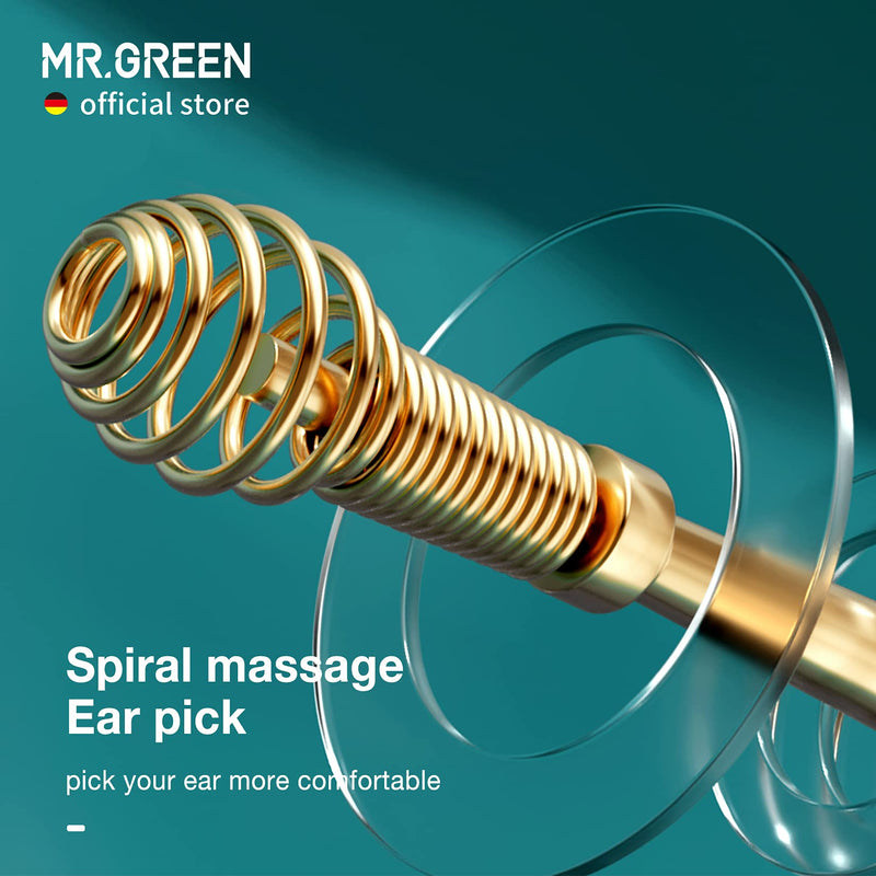 [Australia] - MR.GREEN Ear Wax Removal 360° Spiral Massage Ear Pick Ear Canal Cleaner Stainless Steel Flexible Design Ear Care Tools (Golden) Golden 