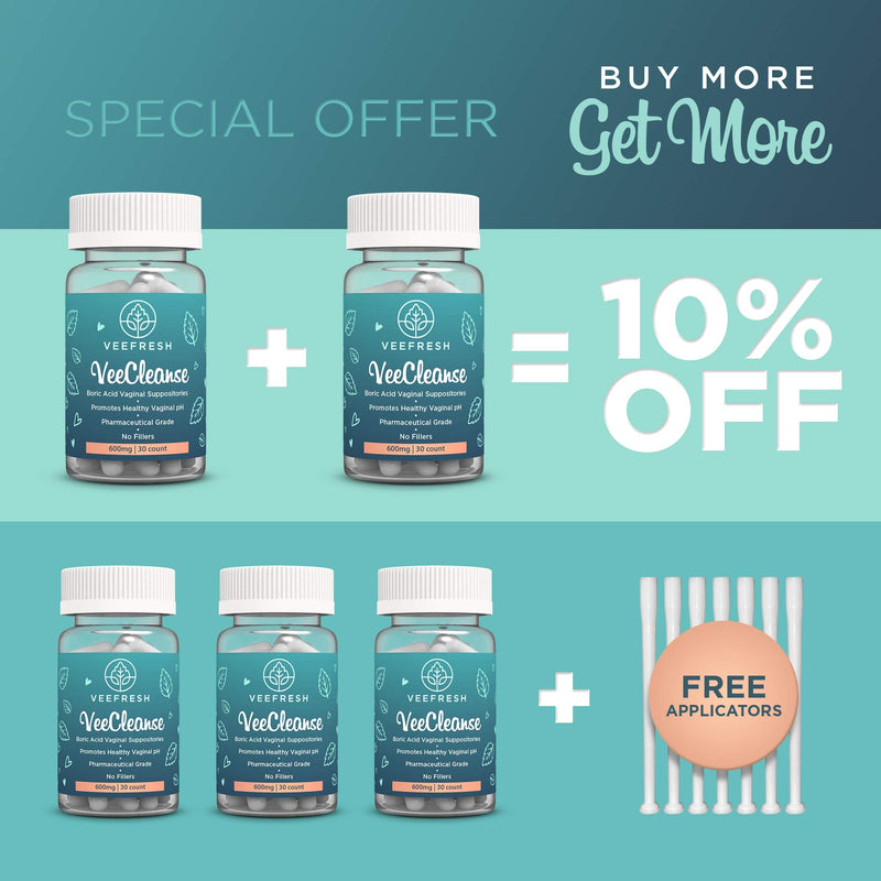 [Australia] - VeeFresh - VeeCleanse Boric Acid Vaginal Suppositories - Vaginal pH Balance Suppositories - Vaginal Odor Control - Feel Fresh, Feminine and Confident 