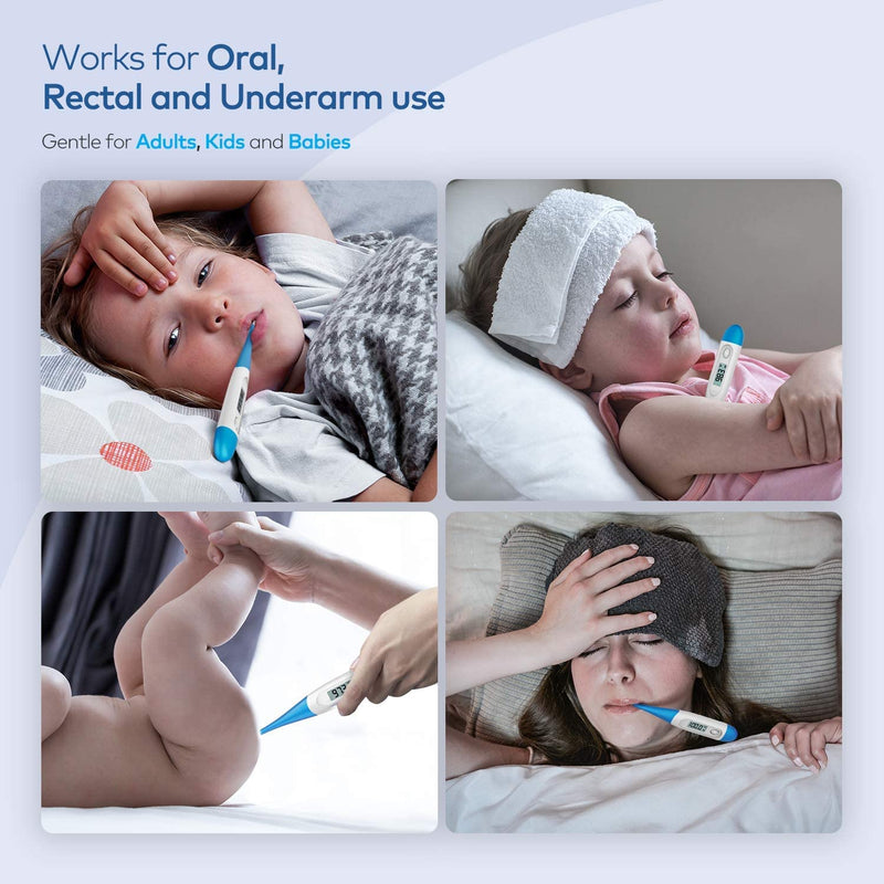[Australia] - Thermometer for Adults, Digital Oral Thermometer for Fever with 10 Seconds Fast Reading (Light Blue) Light blue 