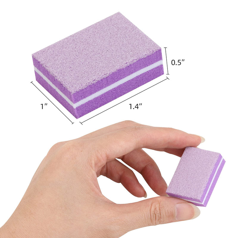 [Australia] - 50 Pcs Mini Buffers for Nails 180/100 Grit Mini Nail Buffer Purple Nail Buffers for Natural Nails 50-purple 