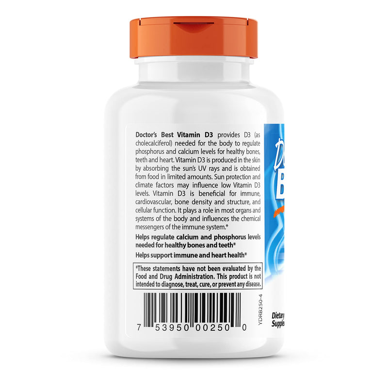 [Australia] - Doctor's Best Vitamin D3 5,000 IU for Healthy Bones, Teeth, Heart and Immune Support, Non-GMO, Gluten-Free, Soy Free, 360 Count (Pack of 1) 