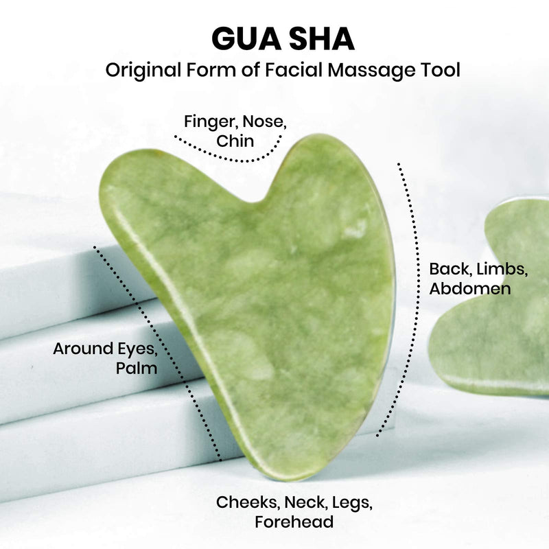 [Australia] - RoselynBoutique Jade Roller Gua Sha Massage Tool Set - Beauty Facial Skin Roller Massager Muscle Relaxing Relieve Wrinkles - Original Natural Jade Stone… Green 