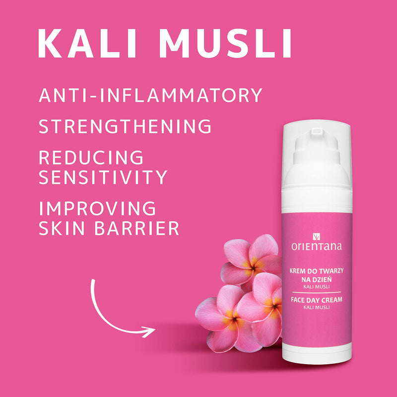 [Australia] - Orientana KALI MUSLI 98% NATURAL FACE DAY CREAM For Women - Vegan Redness Reducing Moisturiser - Hydrating and Brightening Dry Sensitive Skin - Anti Aging Facial Care with Vitamin E & Goji Berry 50ml 