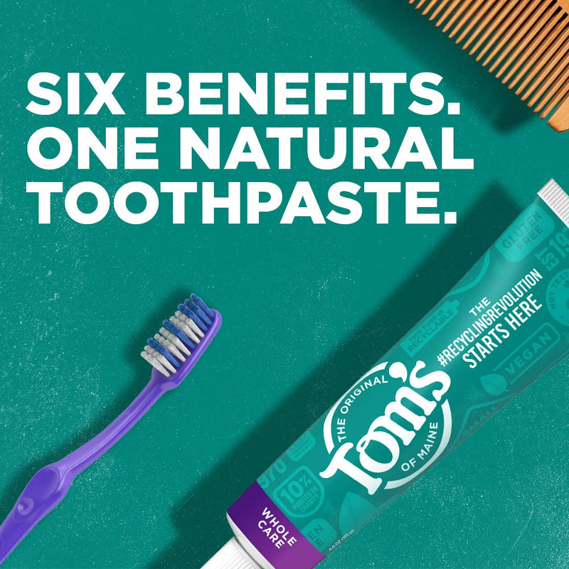 [Australia] - Tom's of Maine Whole Care Natural Toothpaste with Fluoride, Spearmint, 4 oz. 3-Pack (Packaging May Vary) 4 Ounce (Pack of 3) 