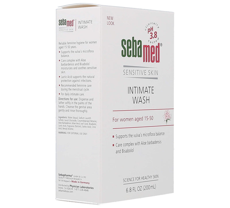 [Australia] - SEBAMED Feminine Intimate Wash pH 3.8 for Microflora Balance with Aloe Vera Mild Organic Based Daily Vaginal Wash Feminine Hygiene 6.8 Fluid Ounces (200 Milliliters), Clear (3247350.0) 6.8 Fl Oz (Pack of 1) 