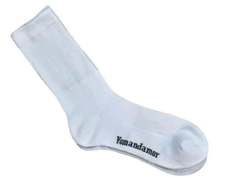 [Australia] - Yomandamor Mens 4 Pairs Cotton Seamless Diabetic Crew Socks with Arch Support 10-13 4 Pairs White 