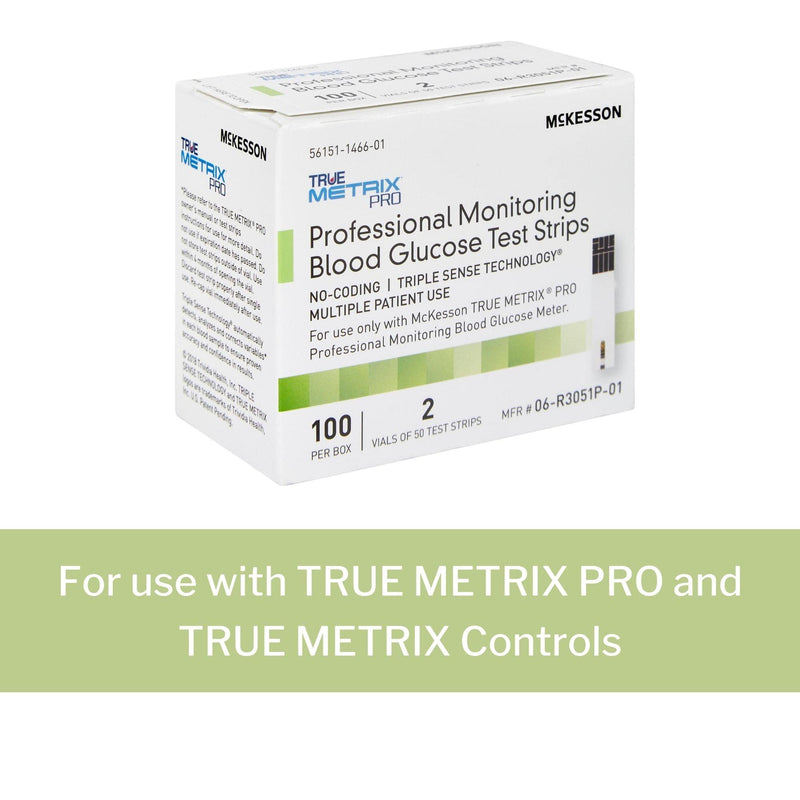 [Australia] - McKesson TRUE METRIX PRO Professional Monitoring Blood Glucose Test Strips - No Coding, Triple Sense Technology, Multiple Patient Use - Vials of Strips, 100 Strips, 1 Pack (100 ct) 