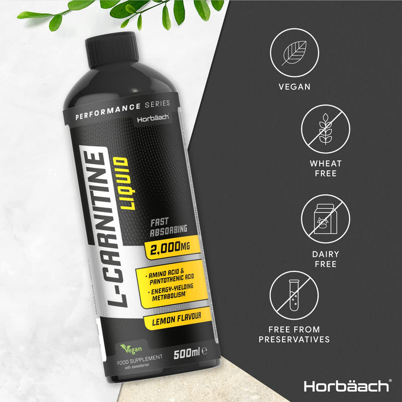 [Australia] - L-Carnitine Liquid 2000mg | 500ml | Vegan | Rapid Absorption Carnitine | Lemon Flavour | Workout Supplement | No Artificial Preservatives | by Horbaach 