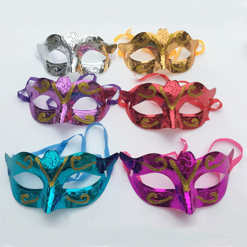 [Australia] - Arlai Pack of 12, Gold shining plated party mask wedding props masquerade mardi gras mask 