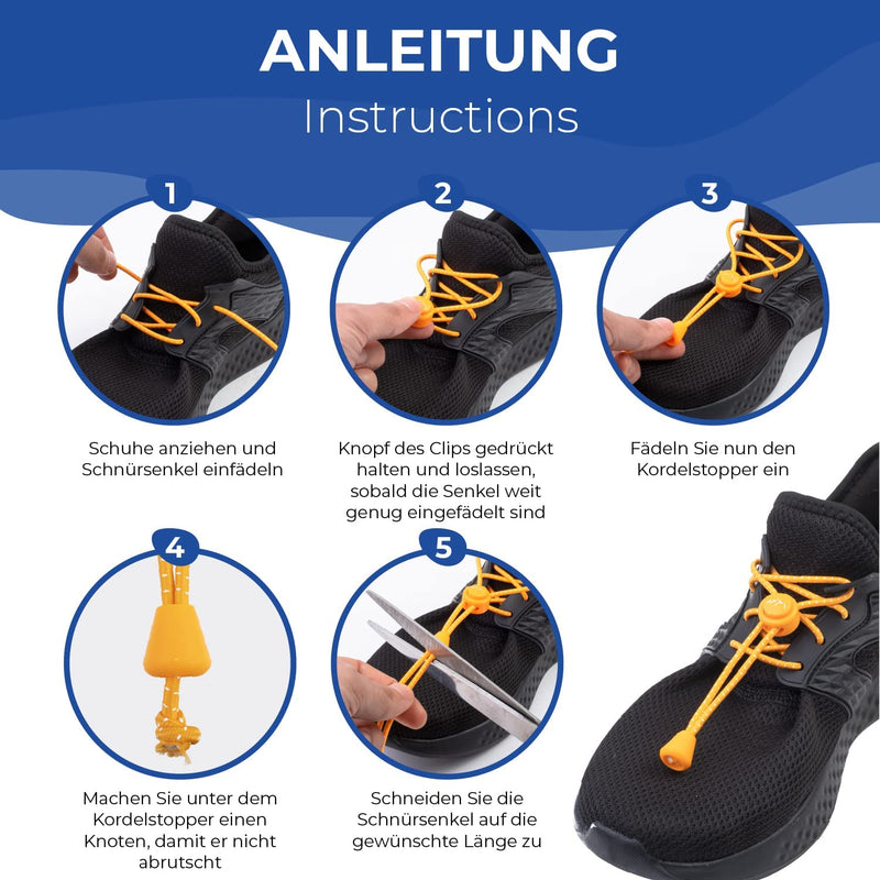 [Australia] - EVEREST FITNESS Elastic Laces Sports No Tie Shoe Laces Adjustable With Quick Release Fasteners For Kids, Adults, Running, Cycling & Exercise Orange 