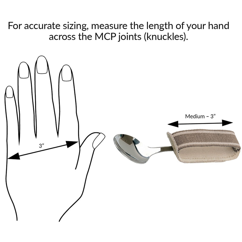[Australia] - Sammons Preston - 42883 Universal Cuff, Leather ADL Cuff with Elastic Strap, Holds Utensils or Writing Aids, Makes Mealtime or Other Activities Easier, for Elderly or Individuals with Weak Grip, Medium, 3" 3" Knuckle Width 