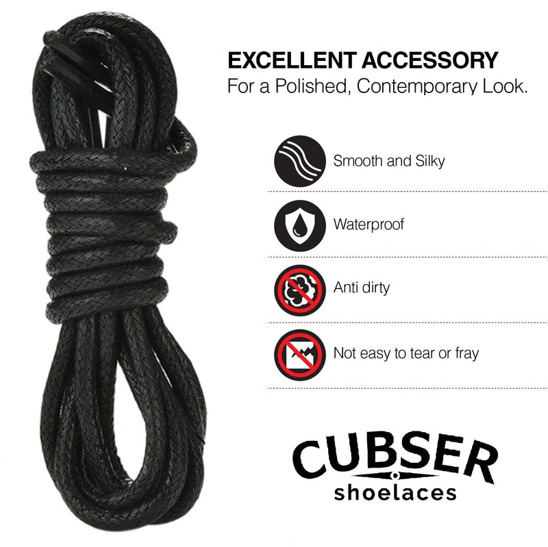 [Australia] - Round Shoelaces (2 Pairs) Premium Waxed Durable Thin 3mm Laces for Dress Casual Oxford Shoes 75 cm Brown 