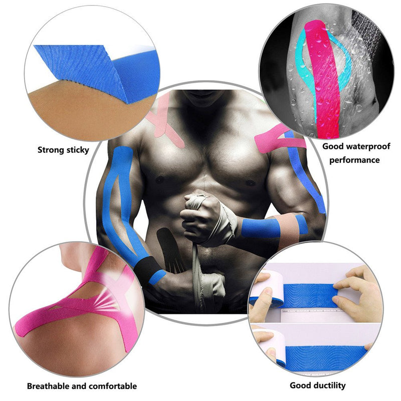 [Australia] - Kinesiology Tape 2 Rolls Combo Pack for Athletic Sports, Recovery and Physiotherapy Free, Waterproof, Uncut, 2-Inch x 16.4-Feet Black Pink 