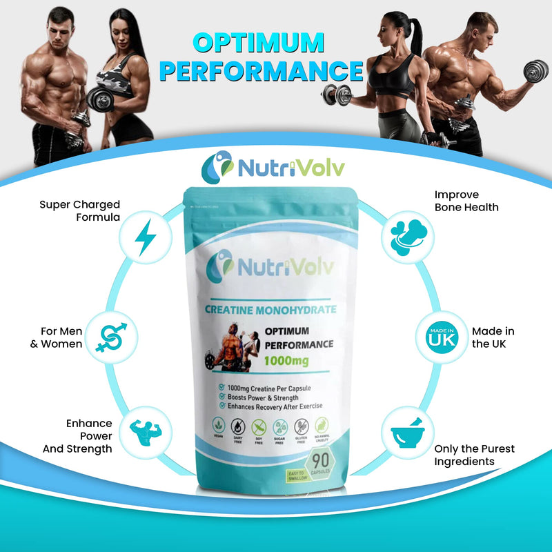 [Australia] - Creatine Monohydrate 1000mg Pure Supplements Gain Muscle & Build Strength | 90 Capsules 