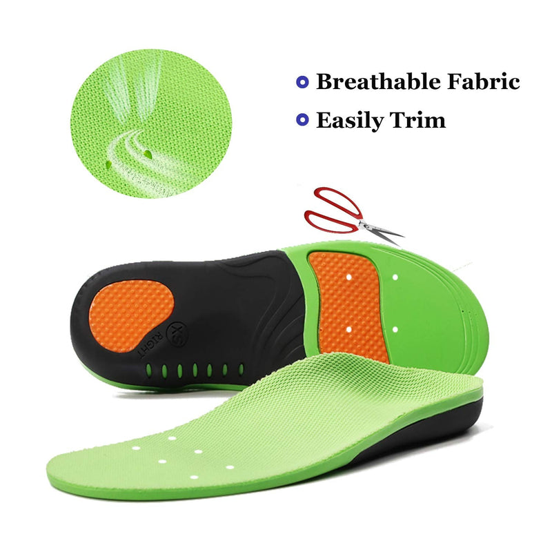 [Australia] - Plantar Fasciitis Arch Support Shoe Inserts Women & Men - Insoles Orthotic Inserts for Flat Feet, Cushioning Shoe Insoles for Foot Pain, Running, Heel Spurs, Arch Pain High Arch - Boot Insoles Green L: Mens 10-12 / Womens 11-13 