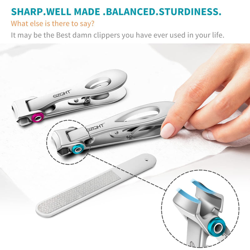 [Australia] - SZQHT Extra Wide Jaw Opening Nail Clippers for Thick Nails Cutter for Ingrown Toenail Clippers & Fingernails Manicure Set,Pedicure Kit,Men & Women(Silver) Silver 
