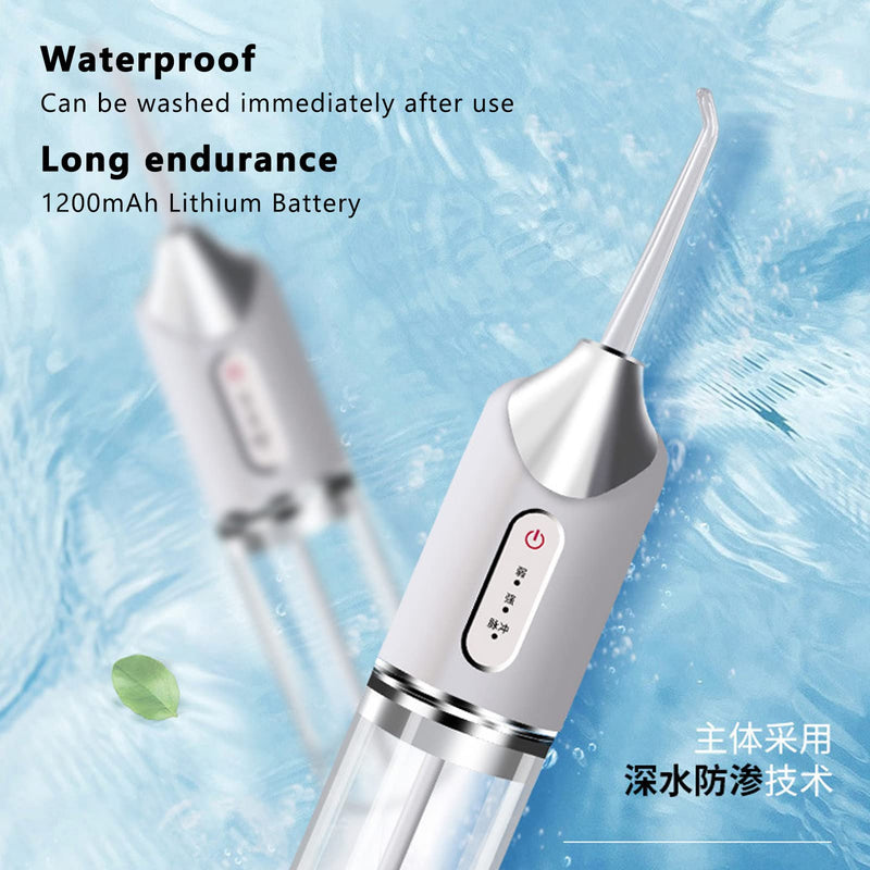 [Australia] - Electric Teeth Irrigator, 360° Rotating Nozzle 3 Modes 5 Replaceable Jet Tips,Rechargeable Waterproof Teeth Cleaner for Home and Travel 