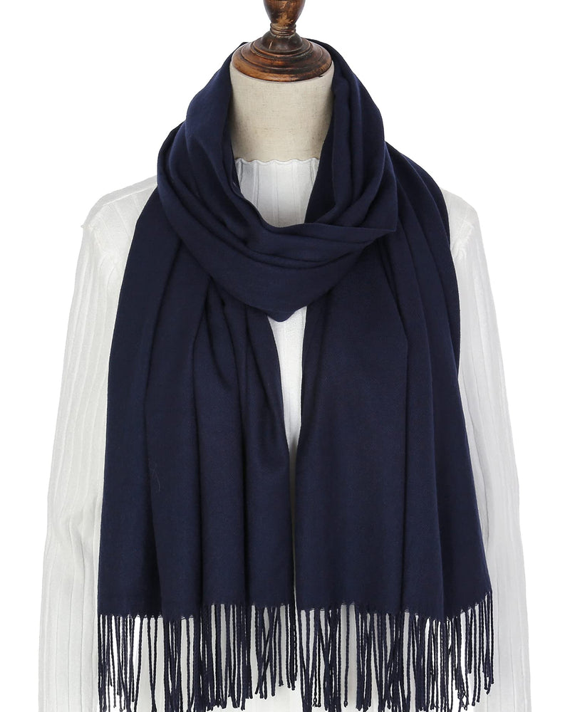 [Australia] - Pashmina Winter Scarf Shawl Wrap for Women Shawls and Wraps for Evening Dresses Large Soft Wedding Shawl 6-navy 